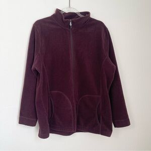 Woolrich Full Zip Fleece Jacket Mens Red Burgundy Pockets Retro Warm Coat. XL